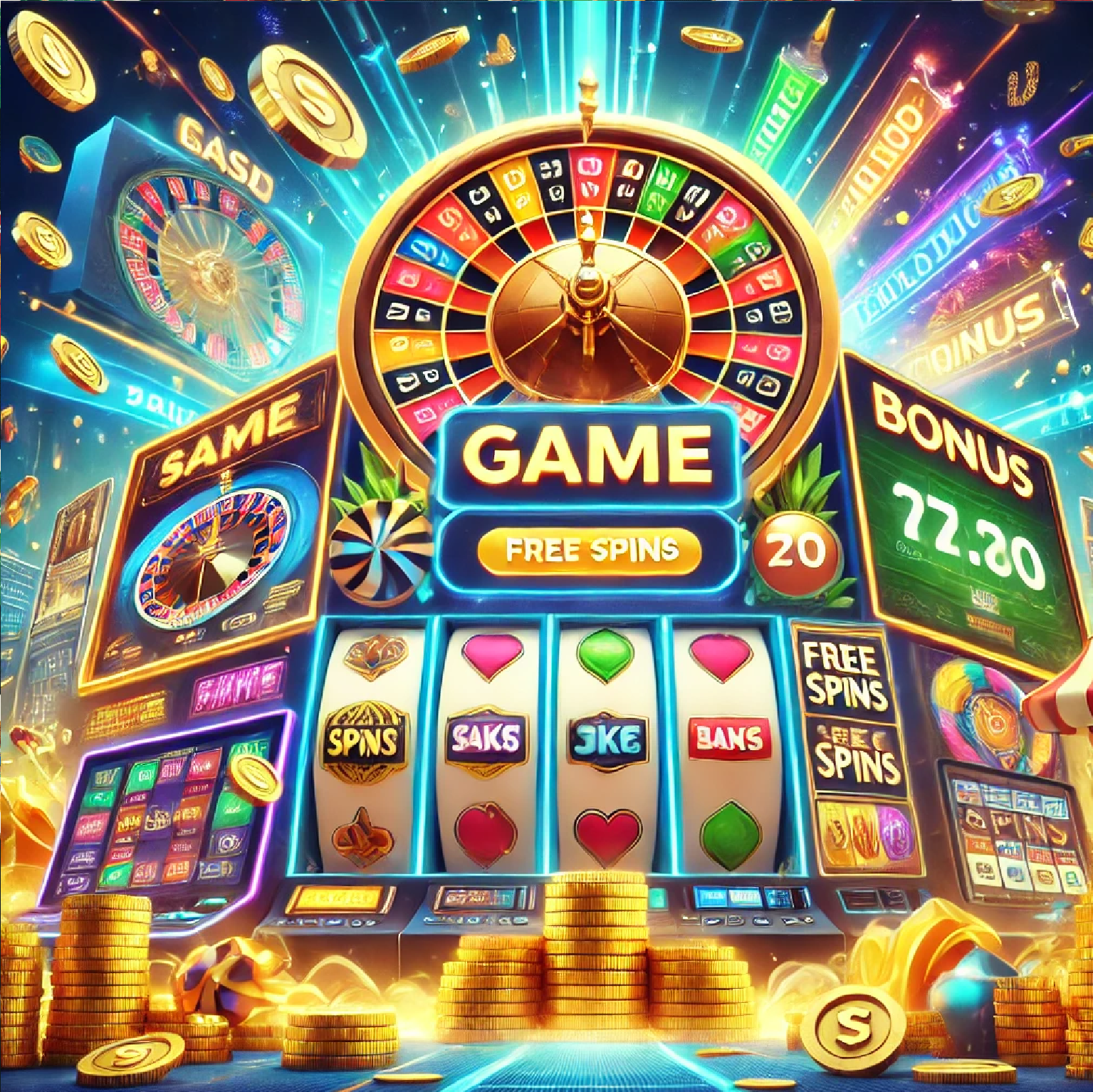 Various bonus symbols and promotional offers typically found in online casinos