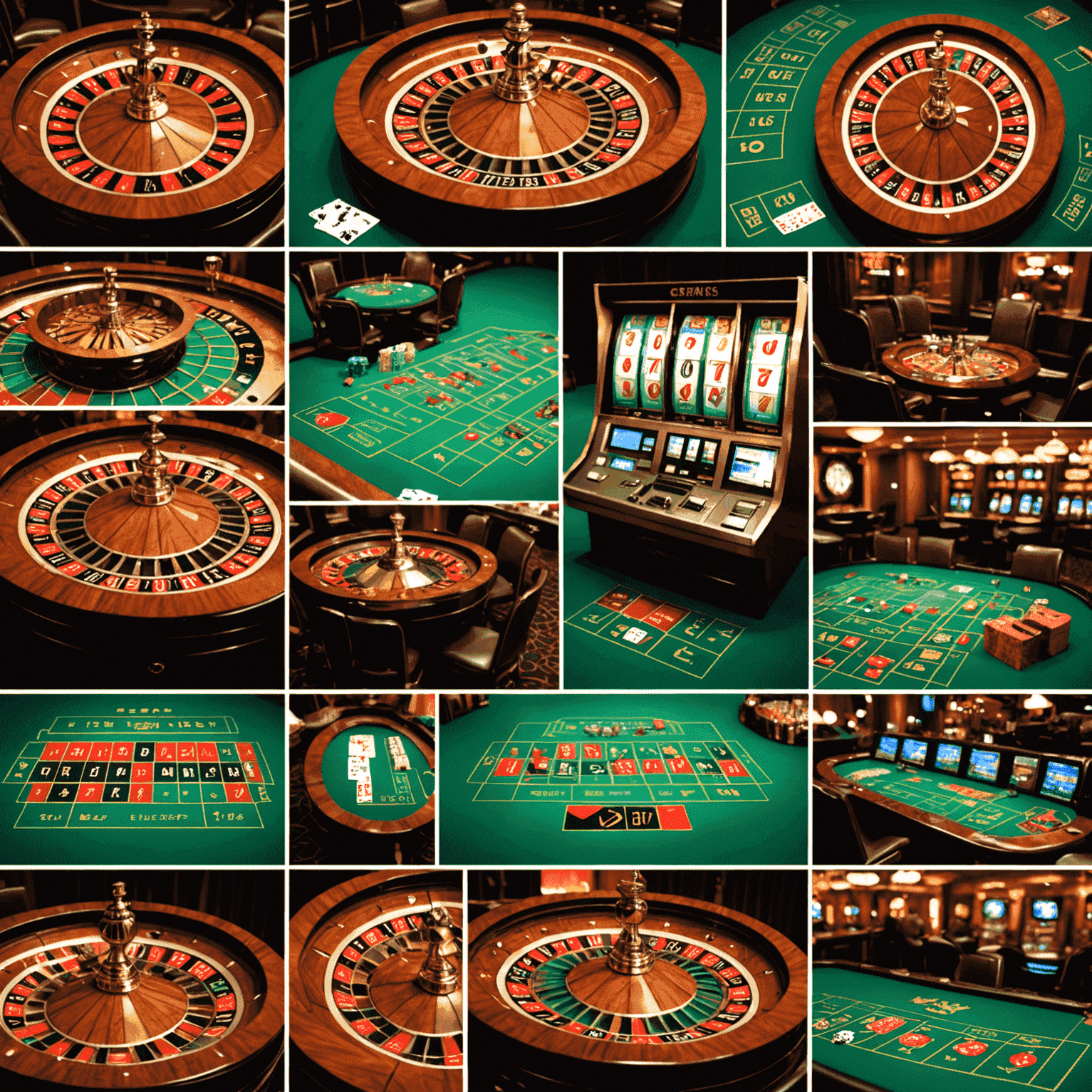 A collage of various online casino interfaces, showing slot machines, roulette wheels, and card games. The number '10' is prominently displayed, suggesting a top 10 list.